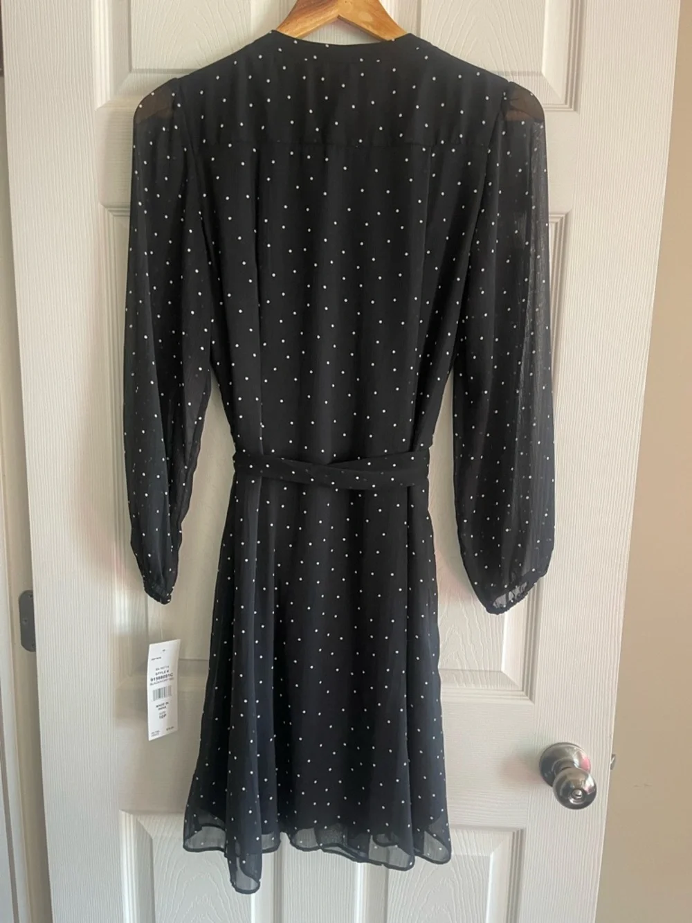 MSK Black Mini Dress with White Polka Dots - Picture 4 of 5